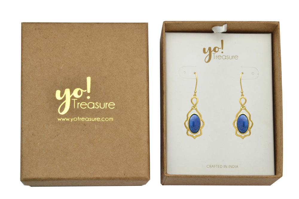 Lapis Gold Plated Over Brass Dangle Earrings Jewelry - YoTreasure