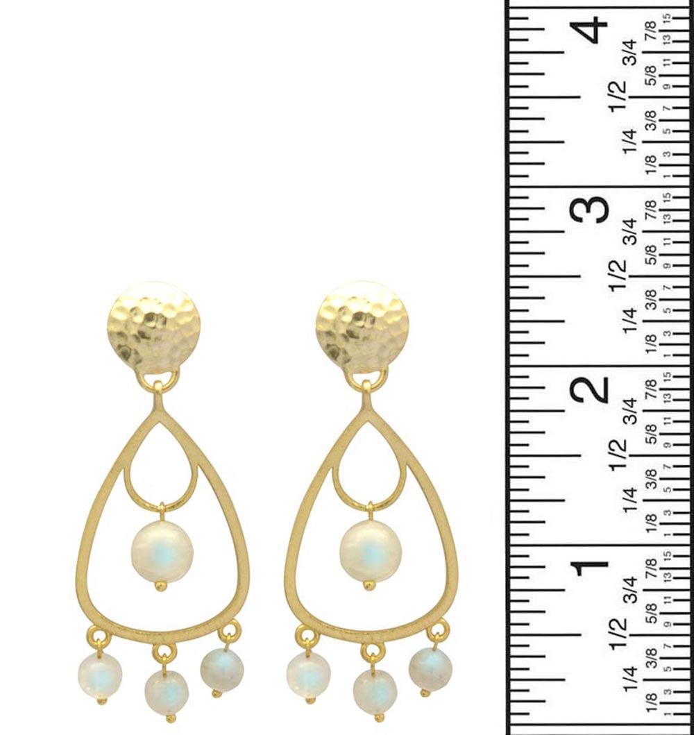 Rainbow Moonstone Gold Plated Over Brass Drop Style Earrings Jewelry - YoTreasure