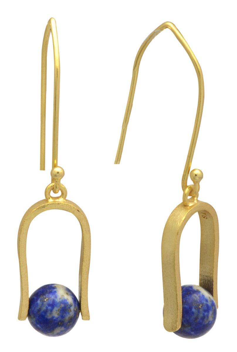 Lapis Gold Plated Over Brass Dangle Earrings Jewelry - YoTreasure