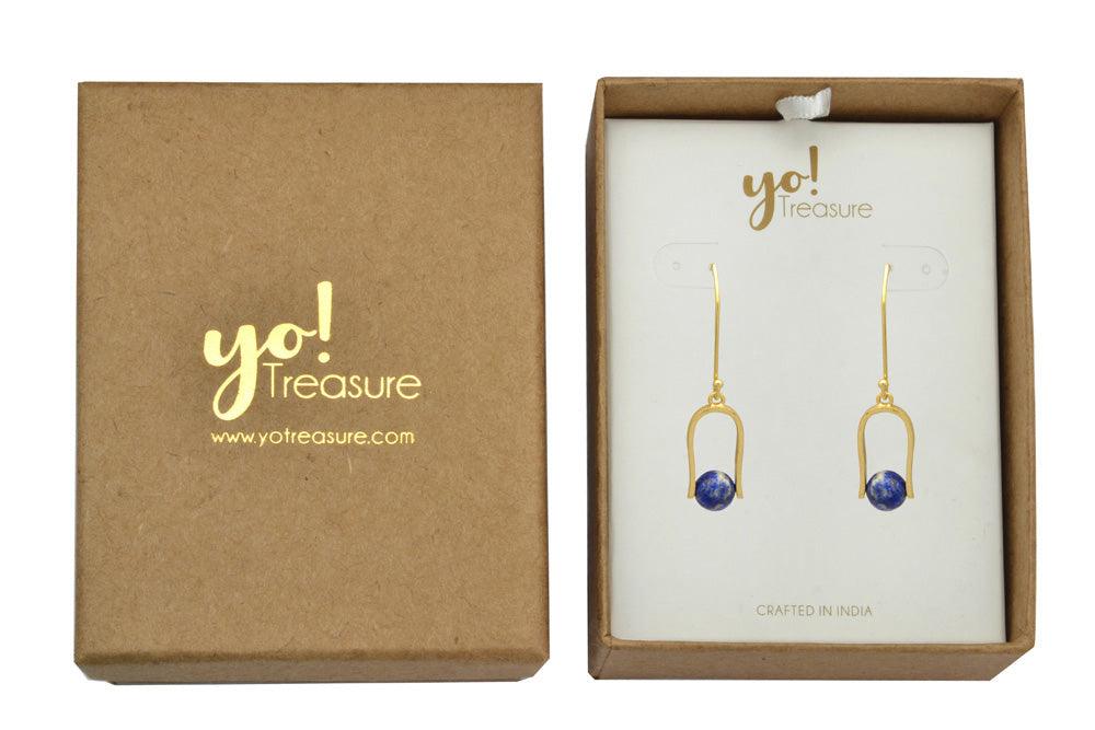 Lapis Gold Plated Over Brass Dangle Earrings Jewelry - YoTreasure