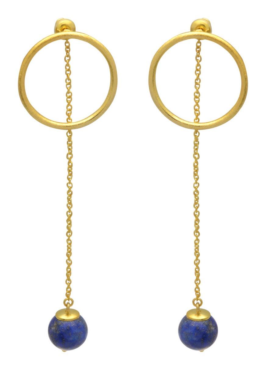 Lapis Gold Plated Over Brass Earrings Drop Jewelry - YoTreasure
