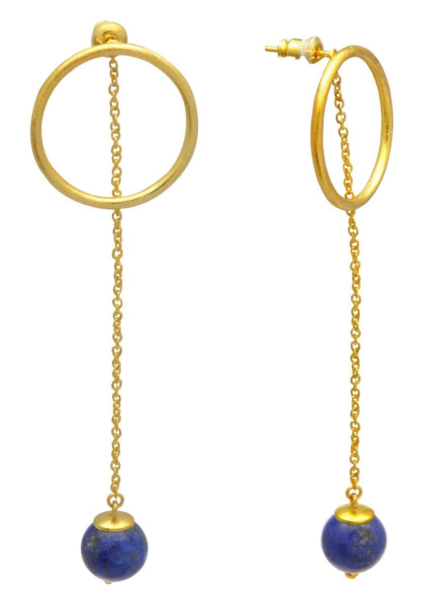 Lapis Gold Plated Over Brass Earrings Drop Jewelry - YoTreasure