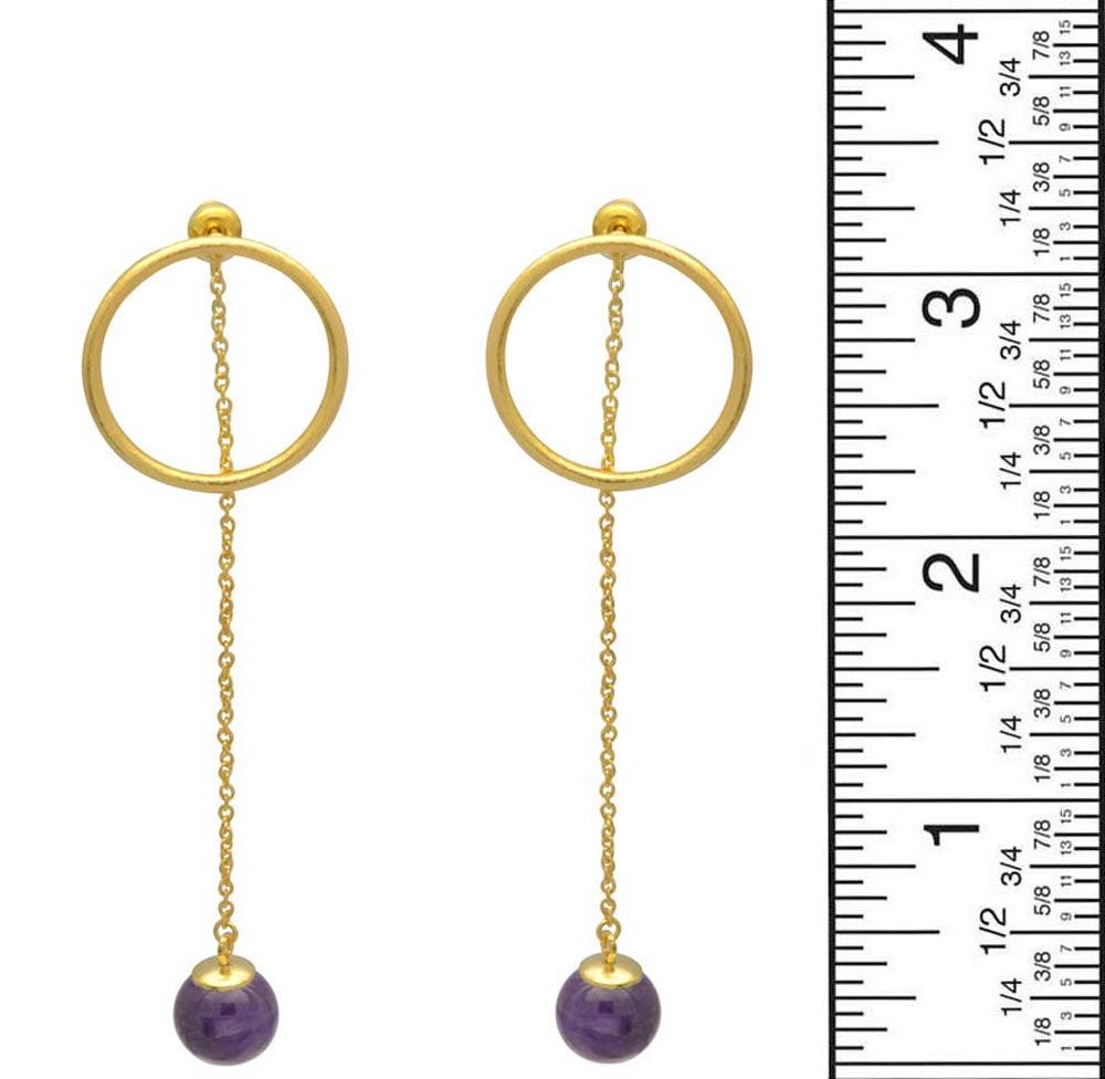 Natural Purple Amethyst  Gold Plated Over Brass Drop Earrings Jewelry - YoTreasure