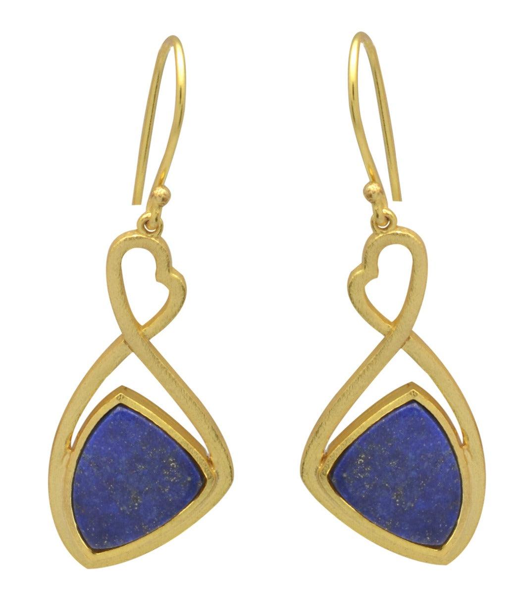 Lapis Gold Plated Over Brass Drop Earrings Jewelry - YoTreasure