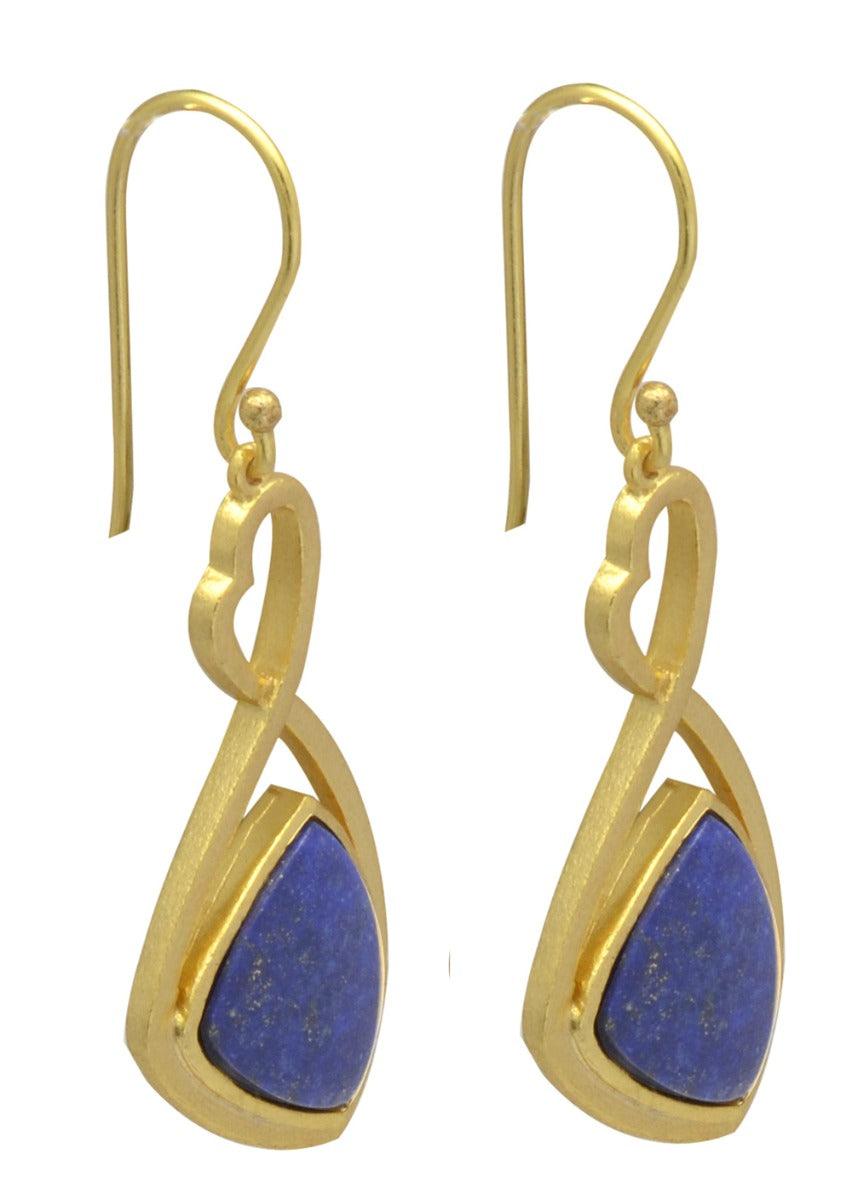 Lapis Gold Plated Over Brass Drop Earrings Jewelry - YoTreasure