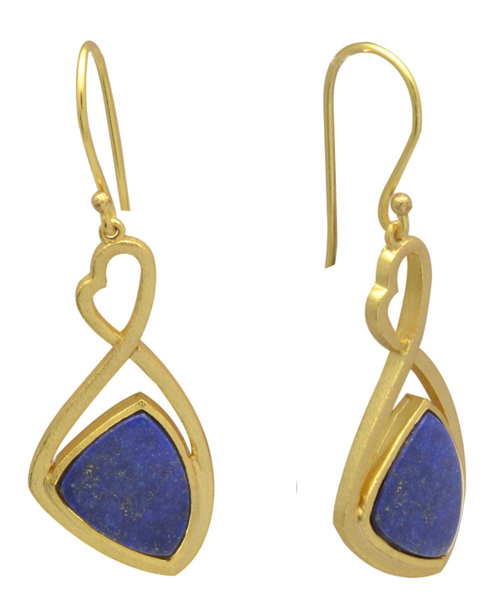 Lapis Gold Plated Over Brass Drop Earrings Jewelry - YoTreasure