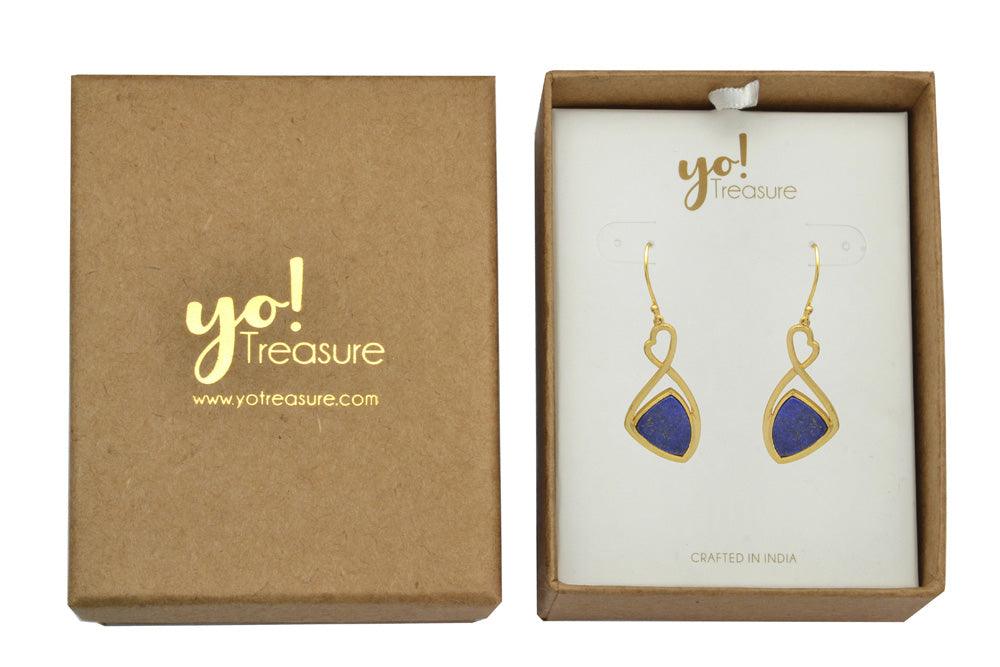 Lapis Gold Plated Over Brass Drop Earrings Jewelry - YoTreasure