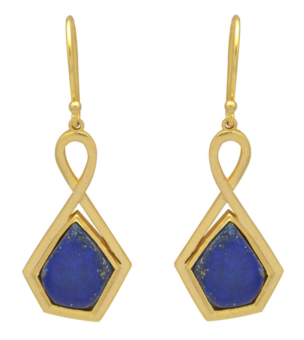 Lapis Gold Plated Over Brass Drop Earrings Jewelry - YoTreasure