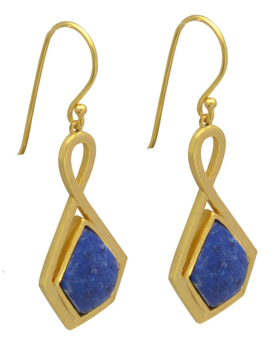 Lapis Gold Plated Over Brass Drop Earrings Jewelry - YoTreasure