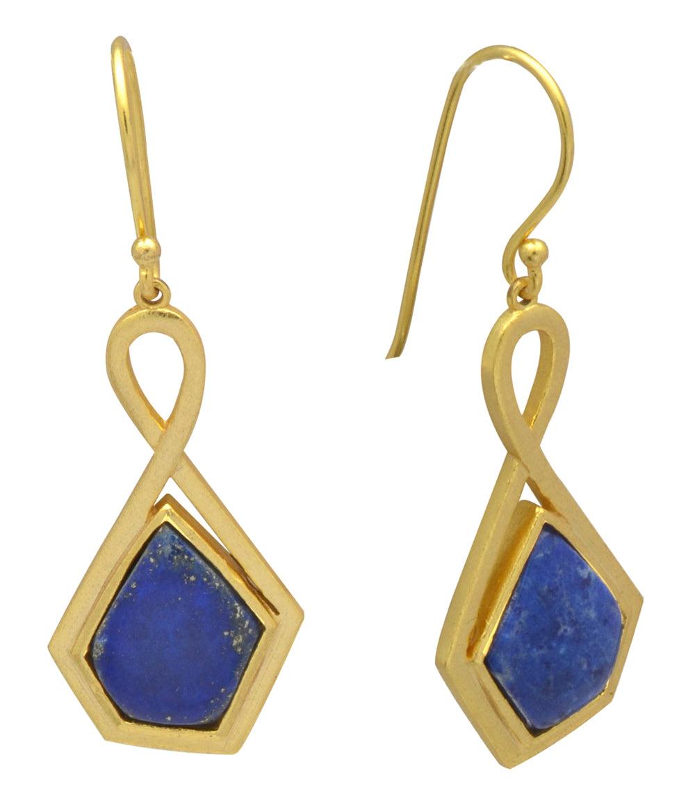 Lapis Gold Plated Over Brass Drop Earrings Jewelry - YoTreasure