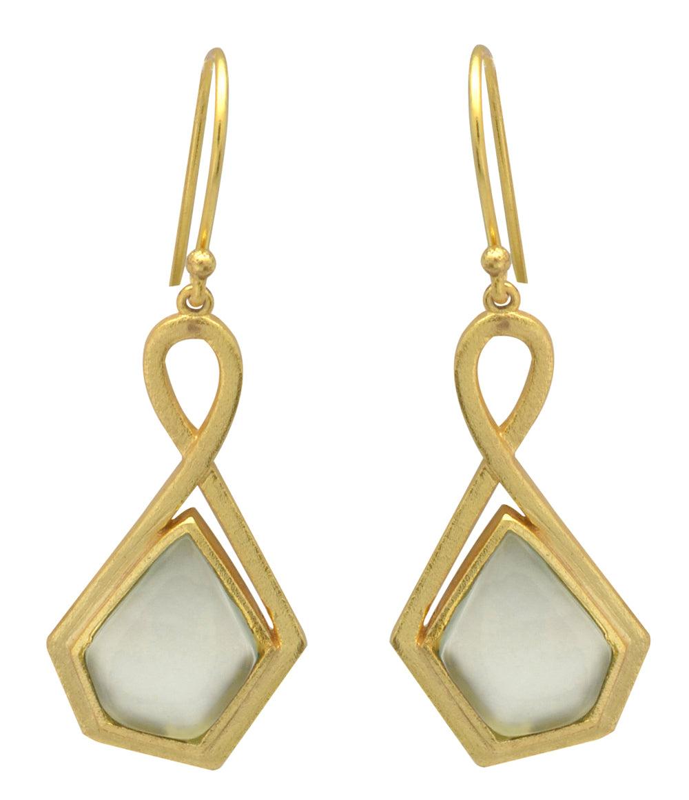 Aqua Chalcedony Gold Plated Over Brass Drop Earrings Jewelry - YoTreasure