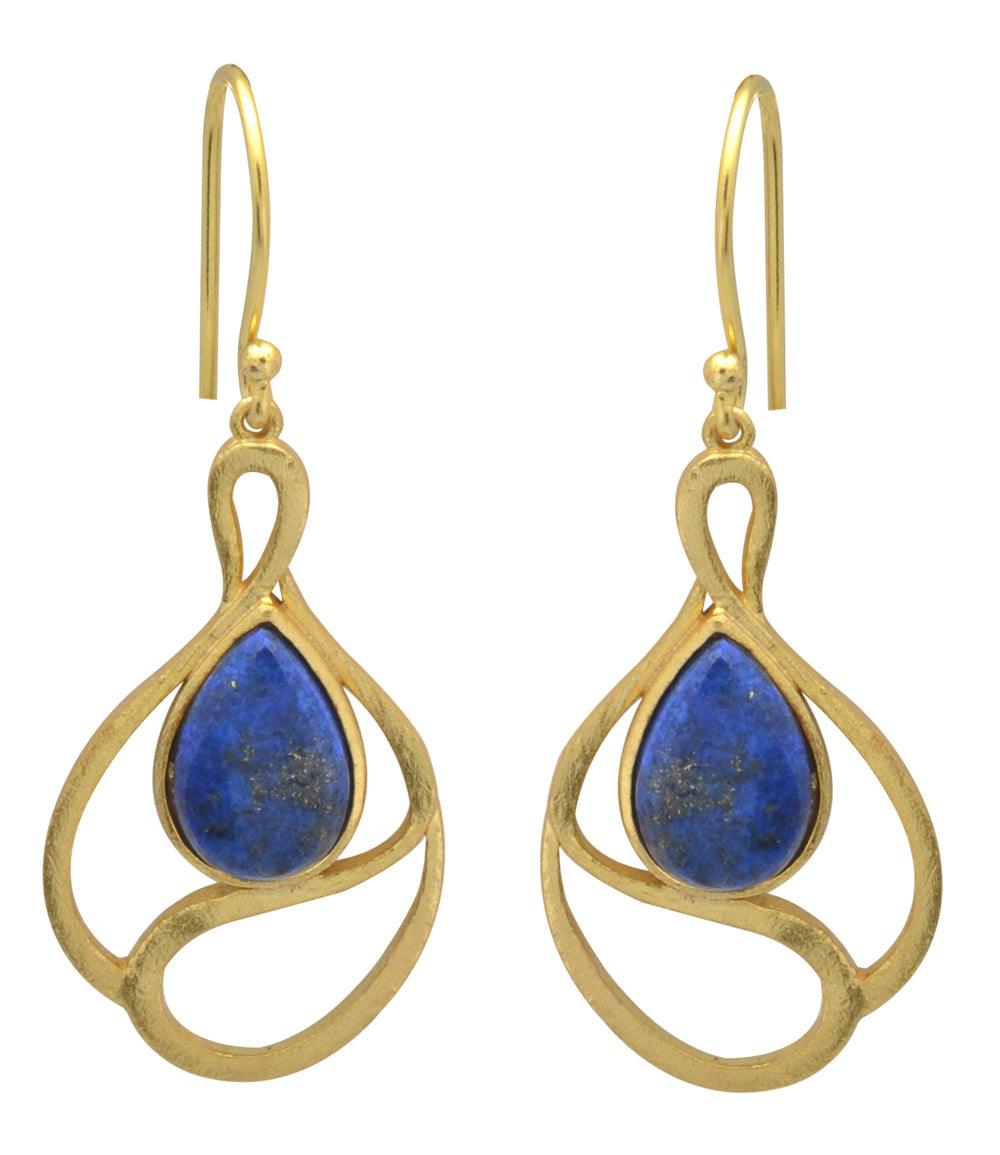 Lapis Gold Plated Over Brass Drop Earrings Jewelry - YoTreasure