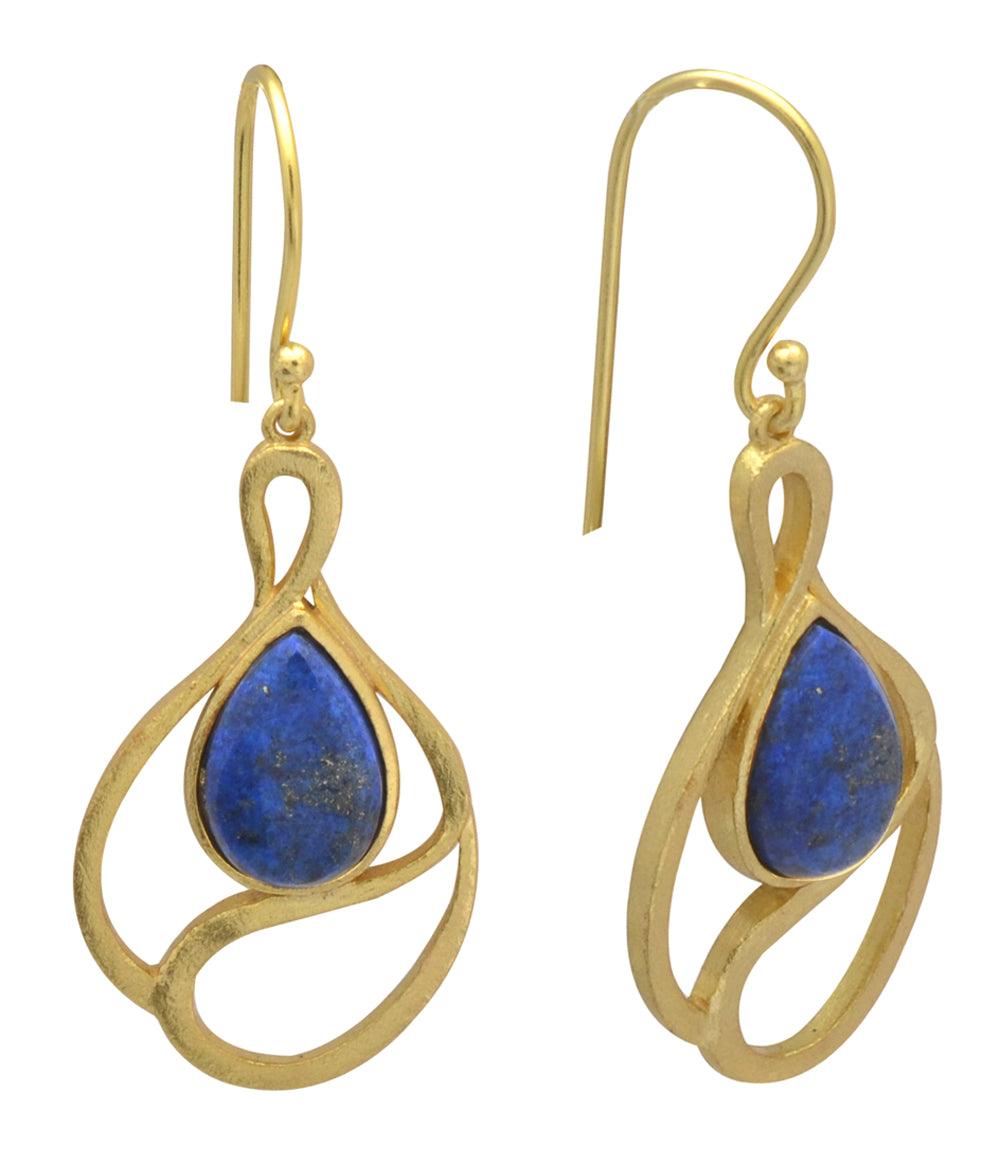Lapis Gold Plated Over Brass Drop Earrings Jewelry - YoTreasure
