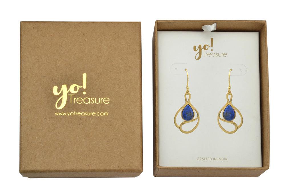 Lapis Gold Plated Over Brass Drop Earrings Jewelry - YoTreasure