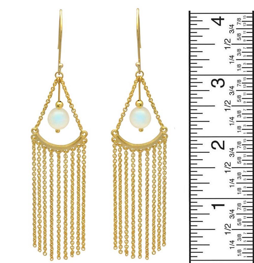 Rainbow Moonstone Gold Plated Over Brass Drop Earrings Jewelry - YoTreasure