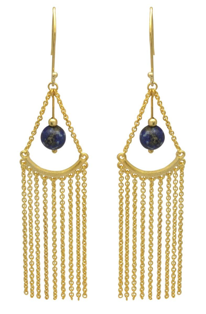 Lapis Gold Plated Over Brass Drop Earrings Jewelry - YoTreasure
