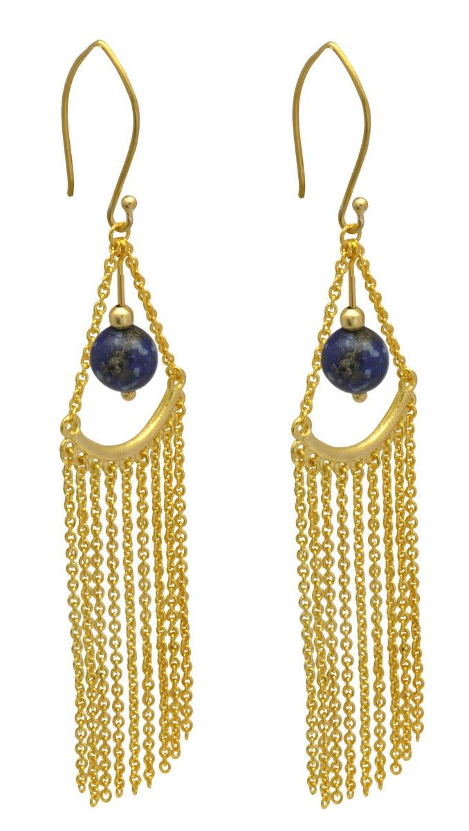 Lapis Gold Plated Over Brass Drop Earrings Jewelry - YoTreasure