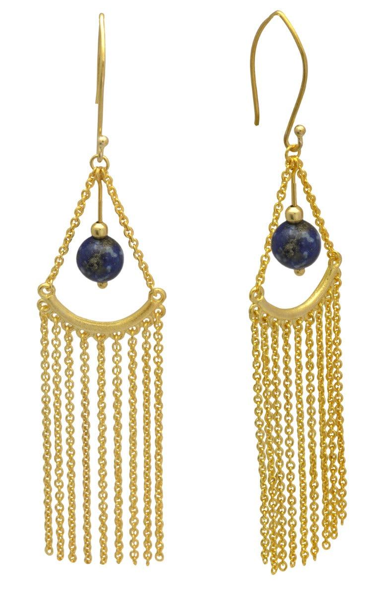 Lapis Gold Plated Over Brass Drop Earrings Jewelry - YoTreasure
