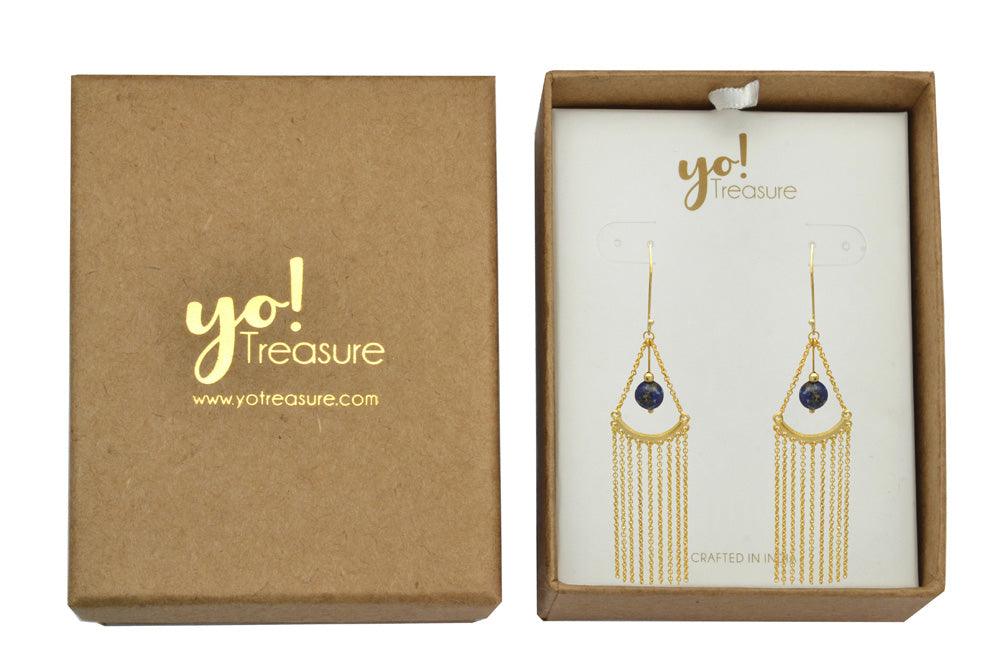 Lapis Gold Plated Over Brass Drop Earrings Jewelry - YoTreasure