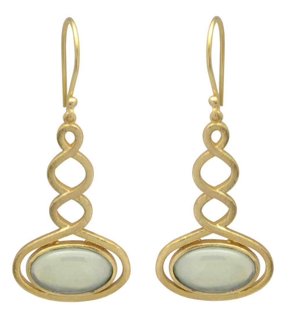 Aqua Chalcedony Gold Plated Over Brass Drop Earrings Jewelry - YoTreasure