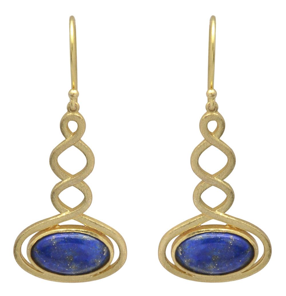 Lapis Gold Plated Over Brass Drop Earrings Jewelry - YoTreasure