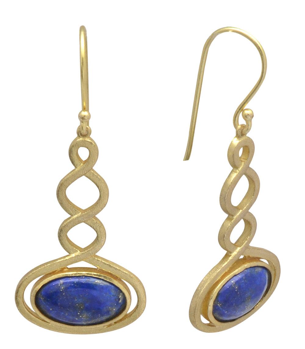 Lapis Gold Plated Over Brass Drop Earrings Jewelry - YoTreasure
