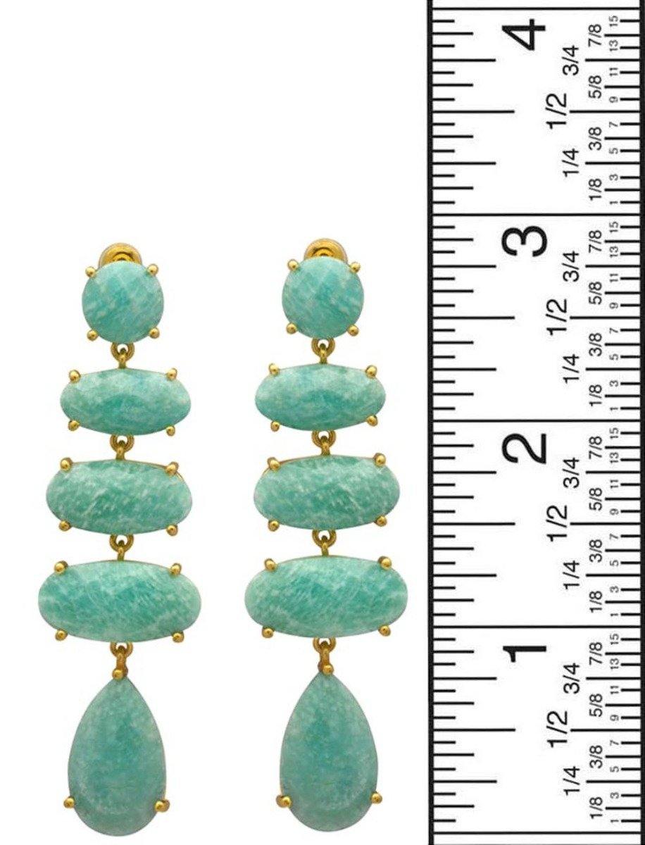 Amazonite Gold Plated Over Brass Drop Earrings Jewelry - YoTreasure