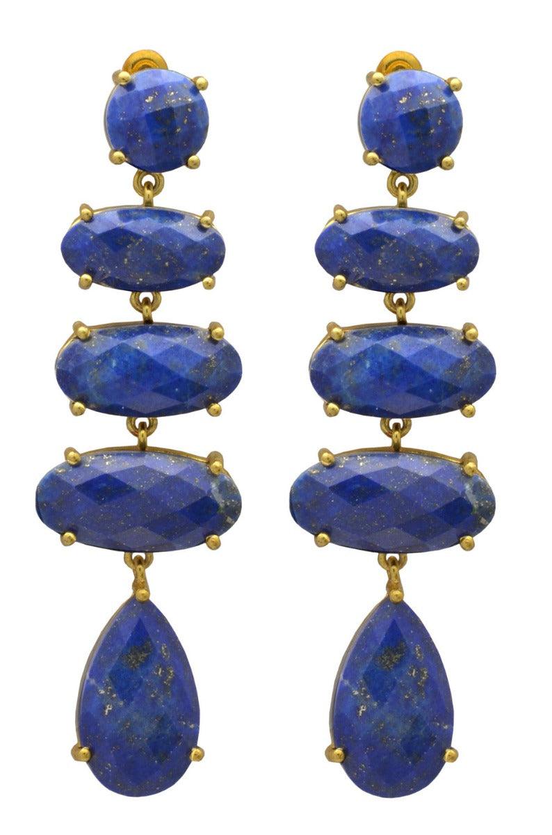 Lapis Gold Plated Over Brass Drop Earrings Jewelry - YoTreasure