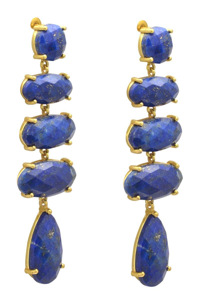Lapis Gold Plated Over Brass Drop Earrings Jewelry - YoTreasure