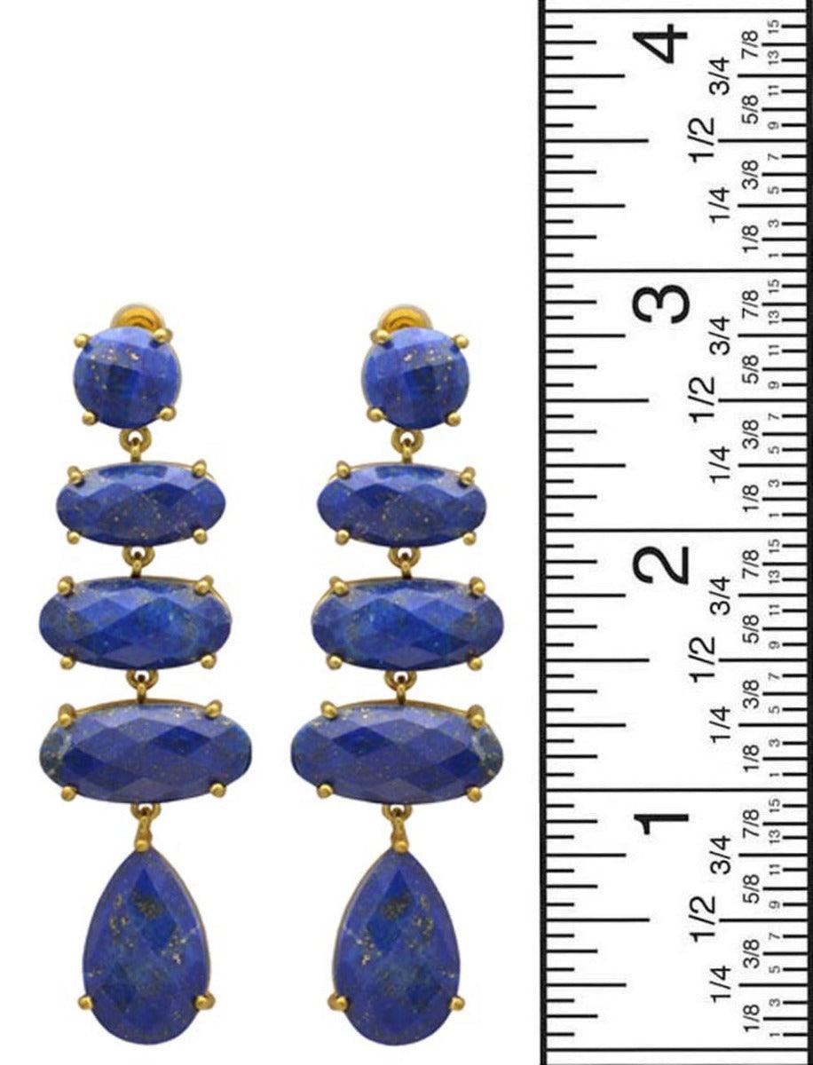Lapis Gold Plated Over Brass Drop Earrings Jewelry - YoTreasure