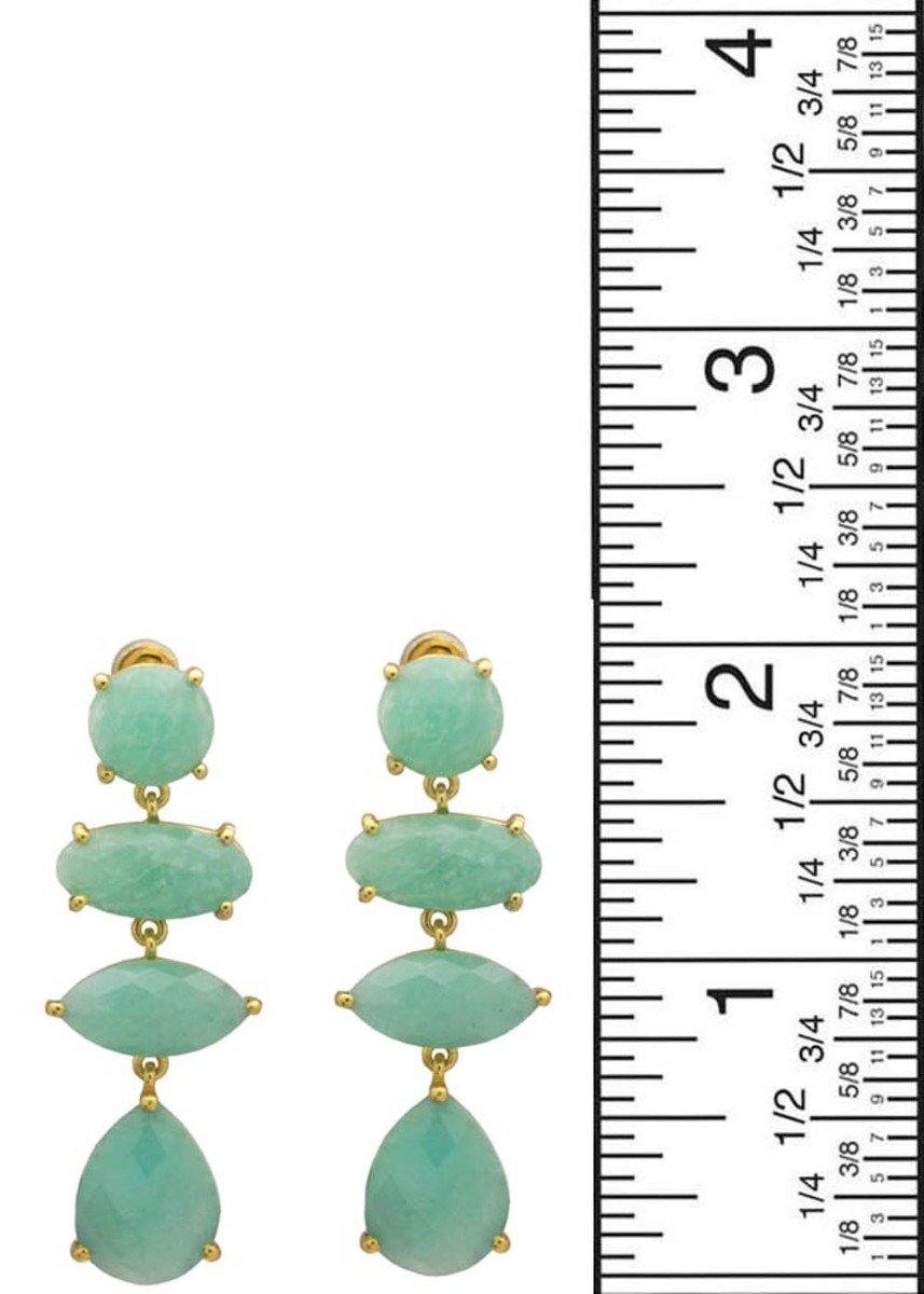 Amazonite Gold Plated Over Brass Drop Earrings Jewelry - YoTreasure