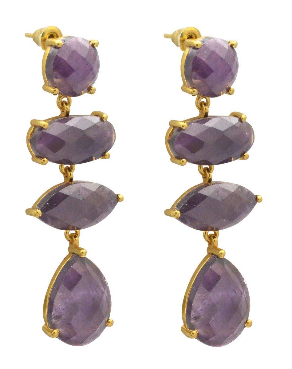 Amethyst Gold Plated Over Brass Drop Earrings Jewelry - YoTreasure