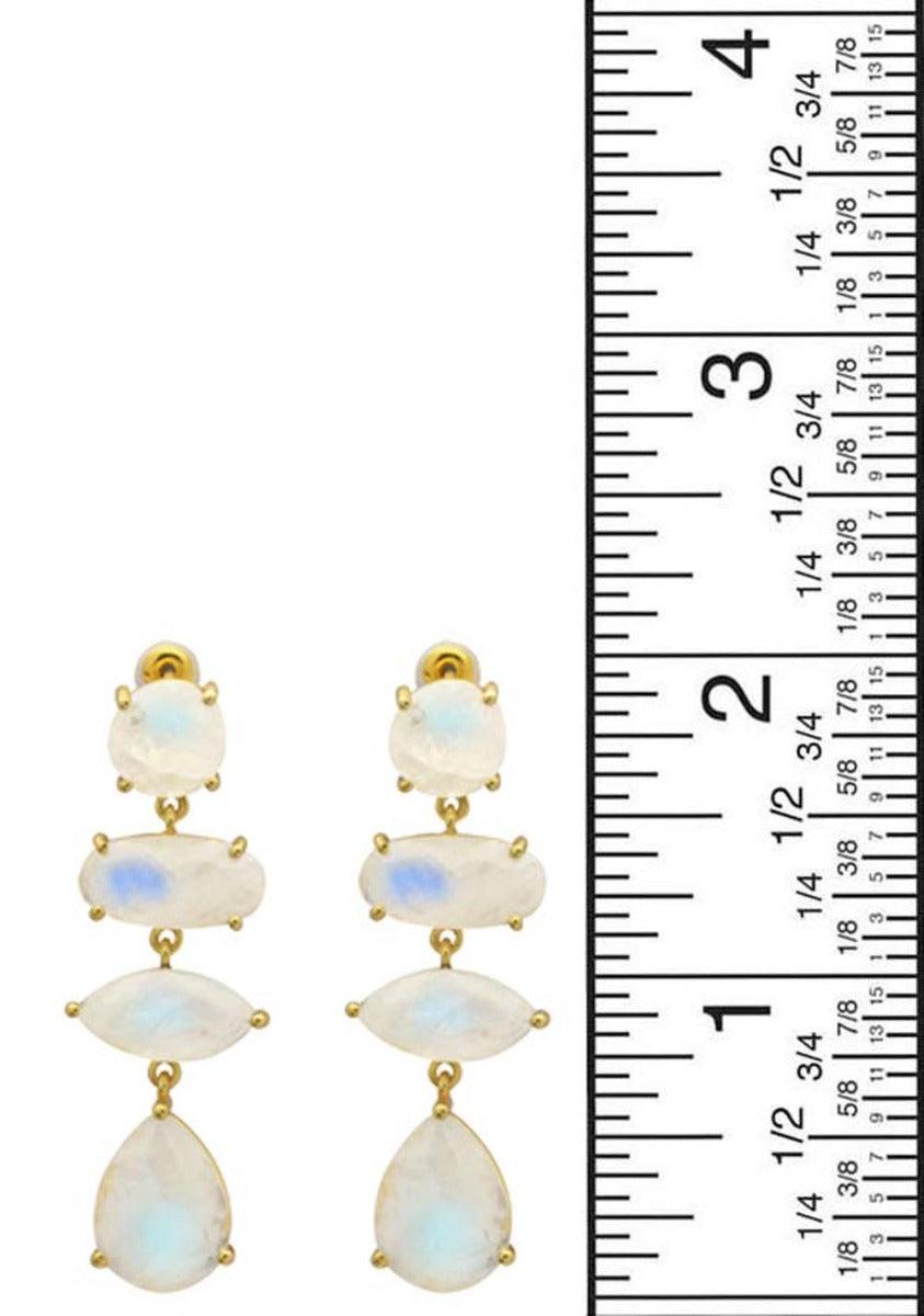 Rainbow Moonstone Gold Plated Over Brass Drop Earrings Jewelry - YoTreasure