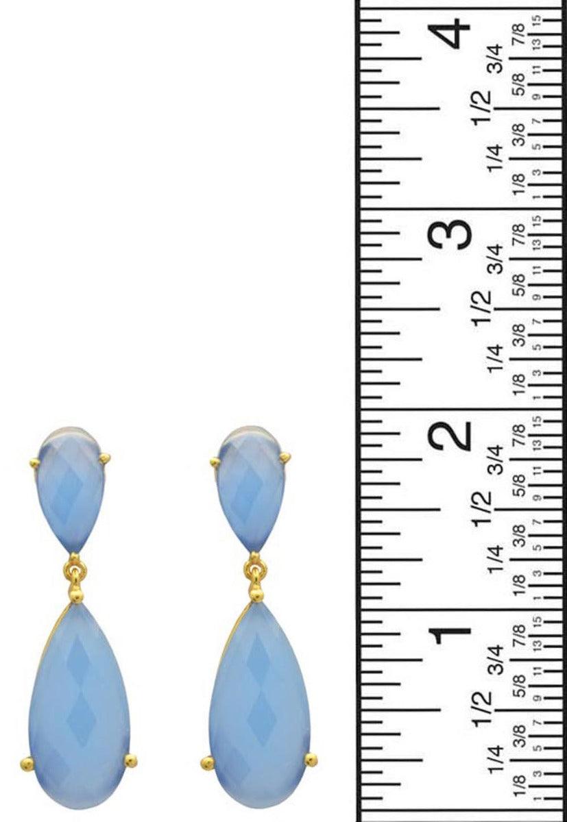 Blue Chalcedony Gold Plated Over Brass Drop Earrings Jewelry - YoTreasure