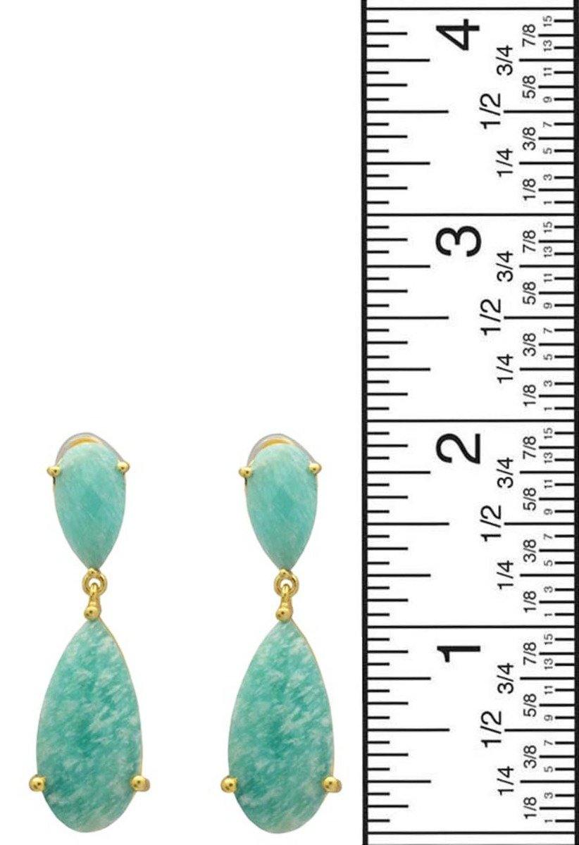 Amazonite Gold Plated Over Brass Drop Earrings Jewelry - YoTreasure