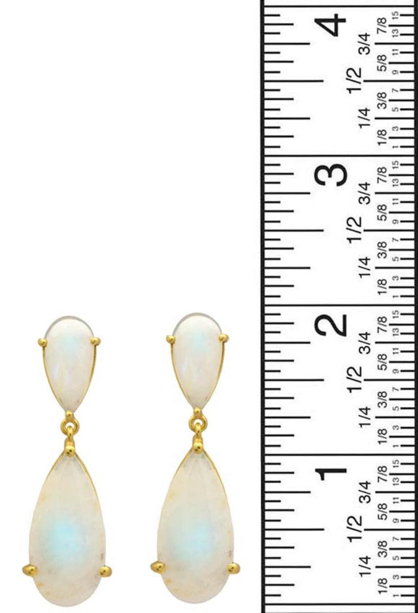 Rainbow Moonstone Gold Plated Over Brass Drop Earrings Jewelry - YoTreasure