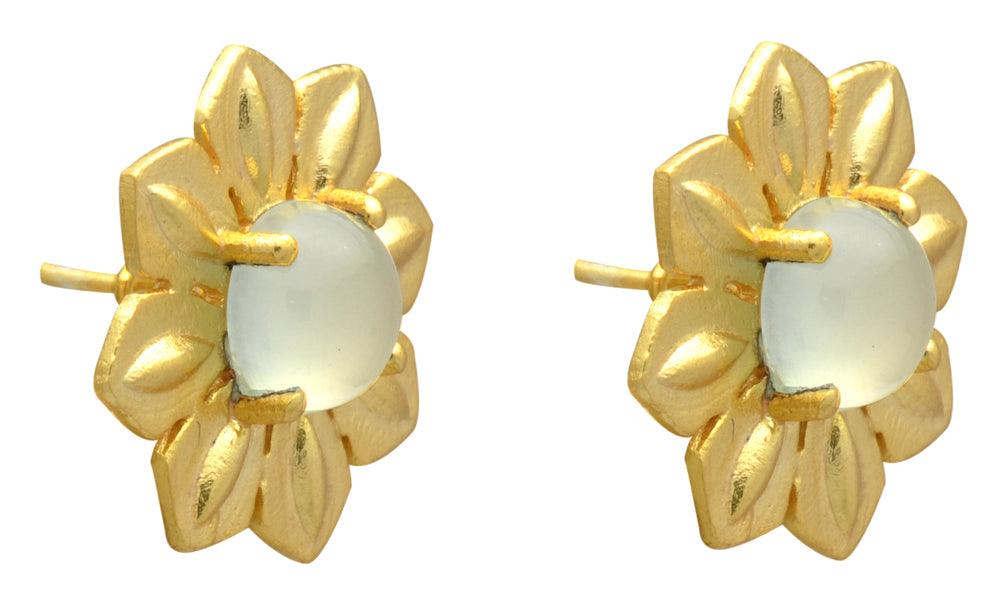 Aqua Chalcedony Gold Plated Over Brass Studs Earrings Jewelry - YoTreasure
