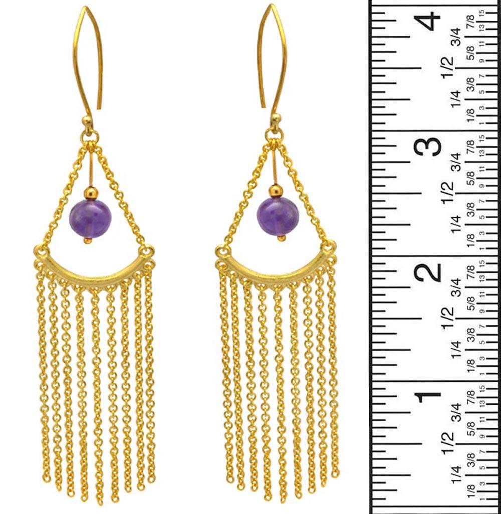 Natural Amethyst Gold Plated Over Brass Dangling Earrings Jewelry - YoTreasure