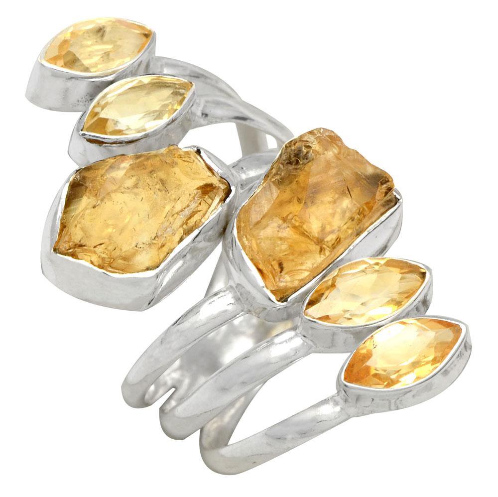 Rough Citrine Solid 925 Sterling Silver Gemstone Ring - YoTreasure