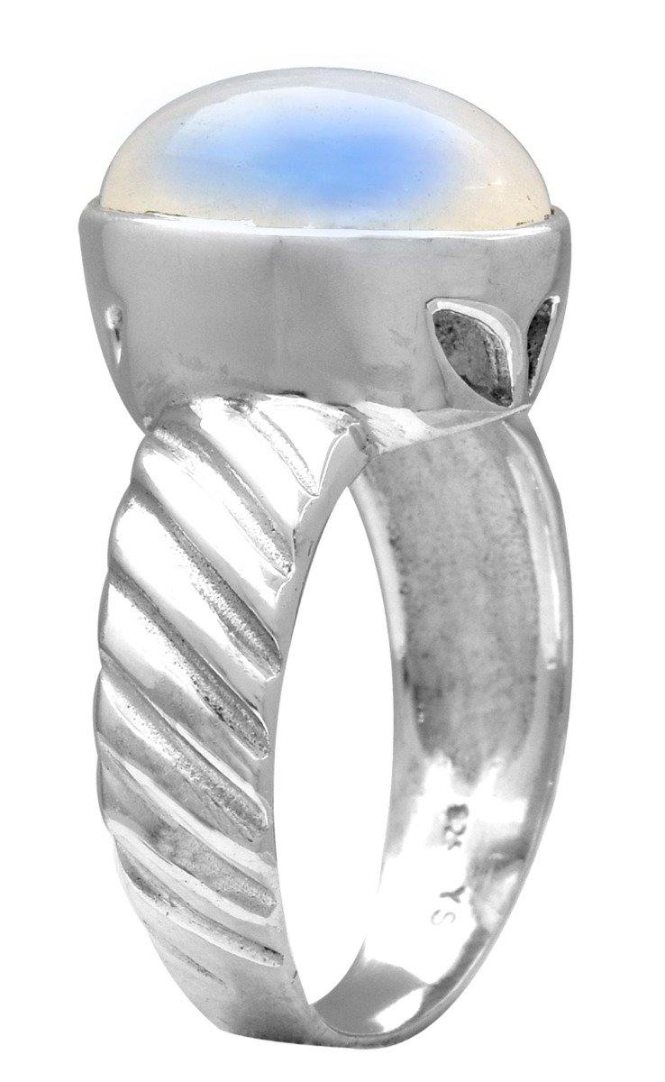 .925 Sterling Silver 10x14 MM Natural Moonstone Solitaire Bold Ring - YoTreasure