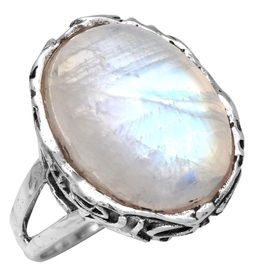 Rainbow Moonstone Solid 925 Sterling Silver Ring Jewelry - YoTreasure