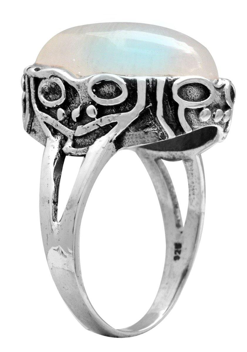 Rainbow Moonstone Solid 925 Sterling Silver Ring Jewelry - YoTreasure