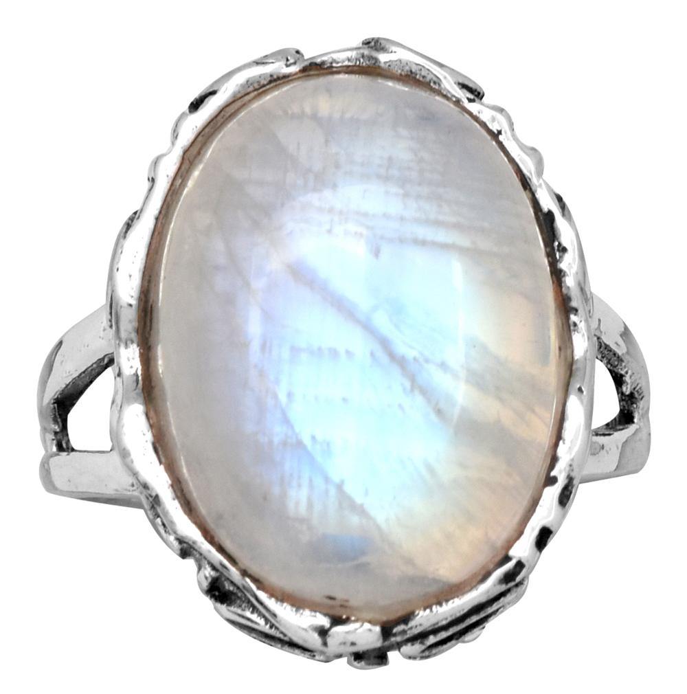 Rainbow Moonstone Solid 925 Sterling Silver Ring Jewelry - YoTreasure
