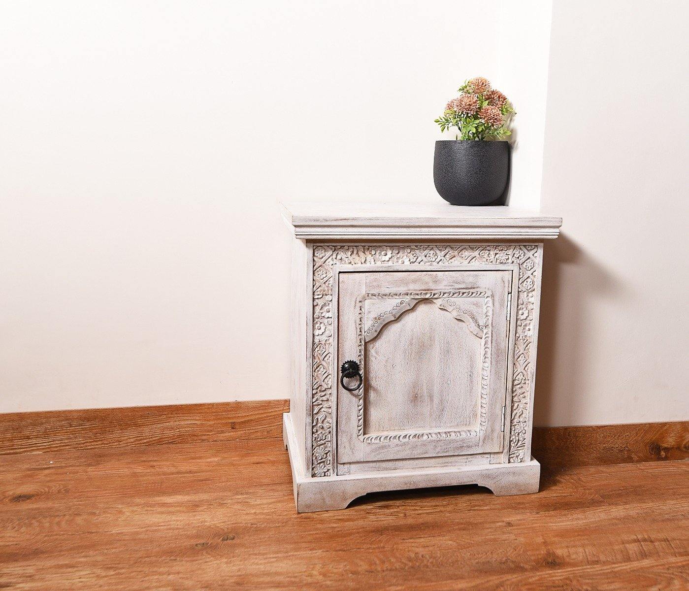 Solid Acacia Wood Bed Side Table with 1 Drawer - YoTreasure