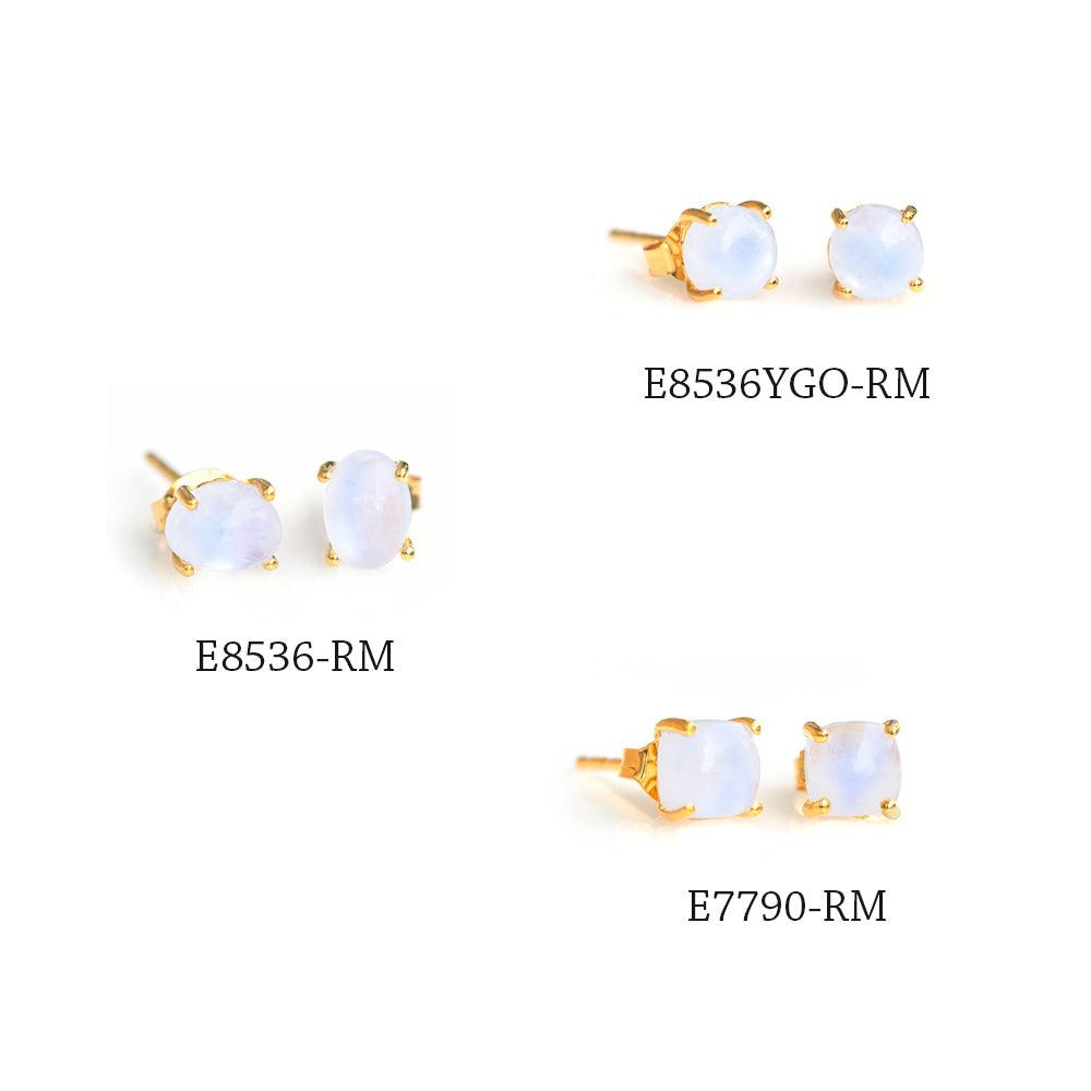 1.50 Ct. Rainbow Moonstone Solid 10K Yellow Gold Stud Earrings - YoTreasure