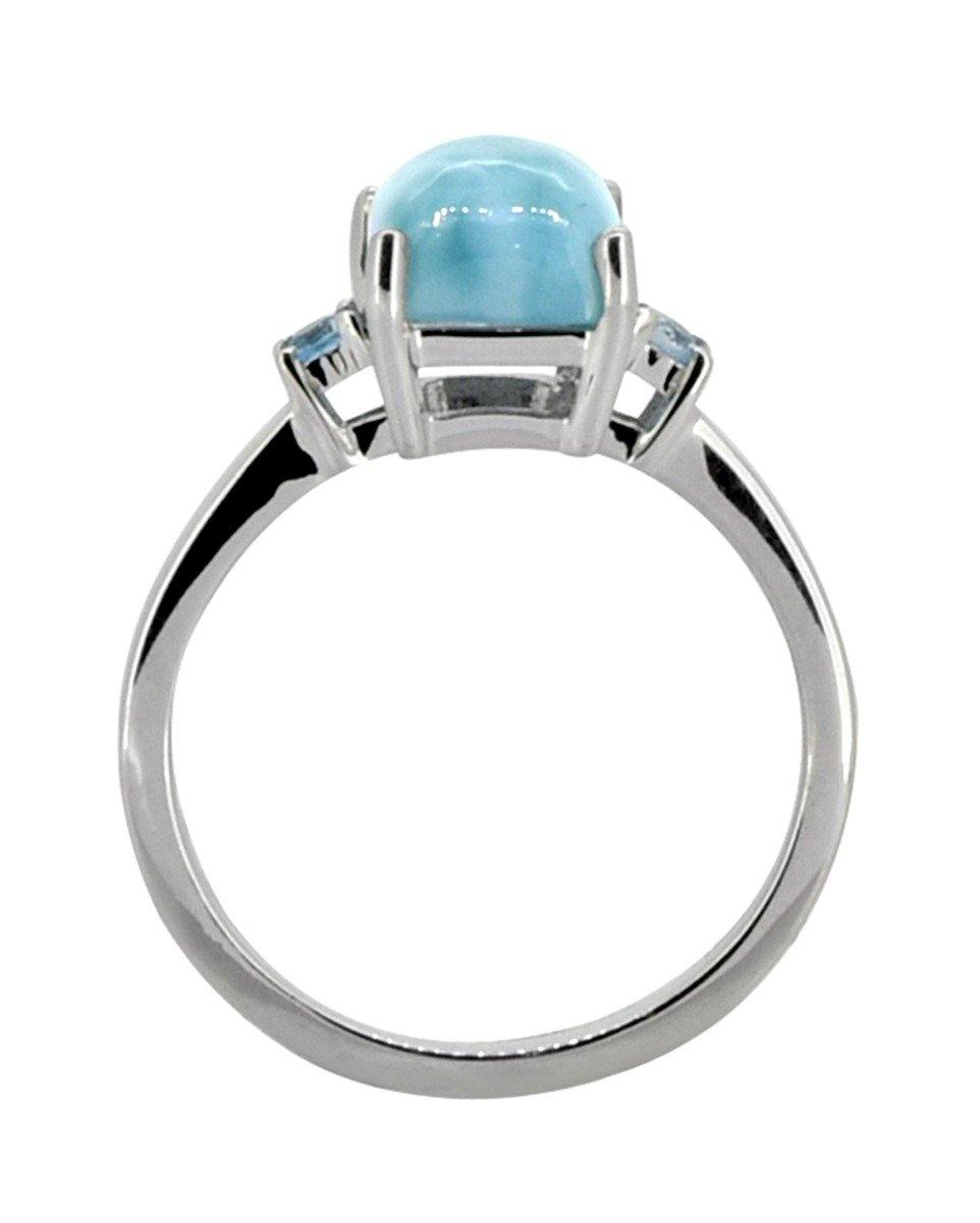 2.87 Ct. Larimar Swiss Blue Topaz Solid 925 Sterling Silver Ring Jewelry - YoTreasure
