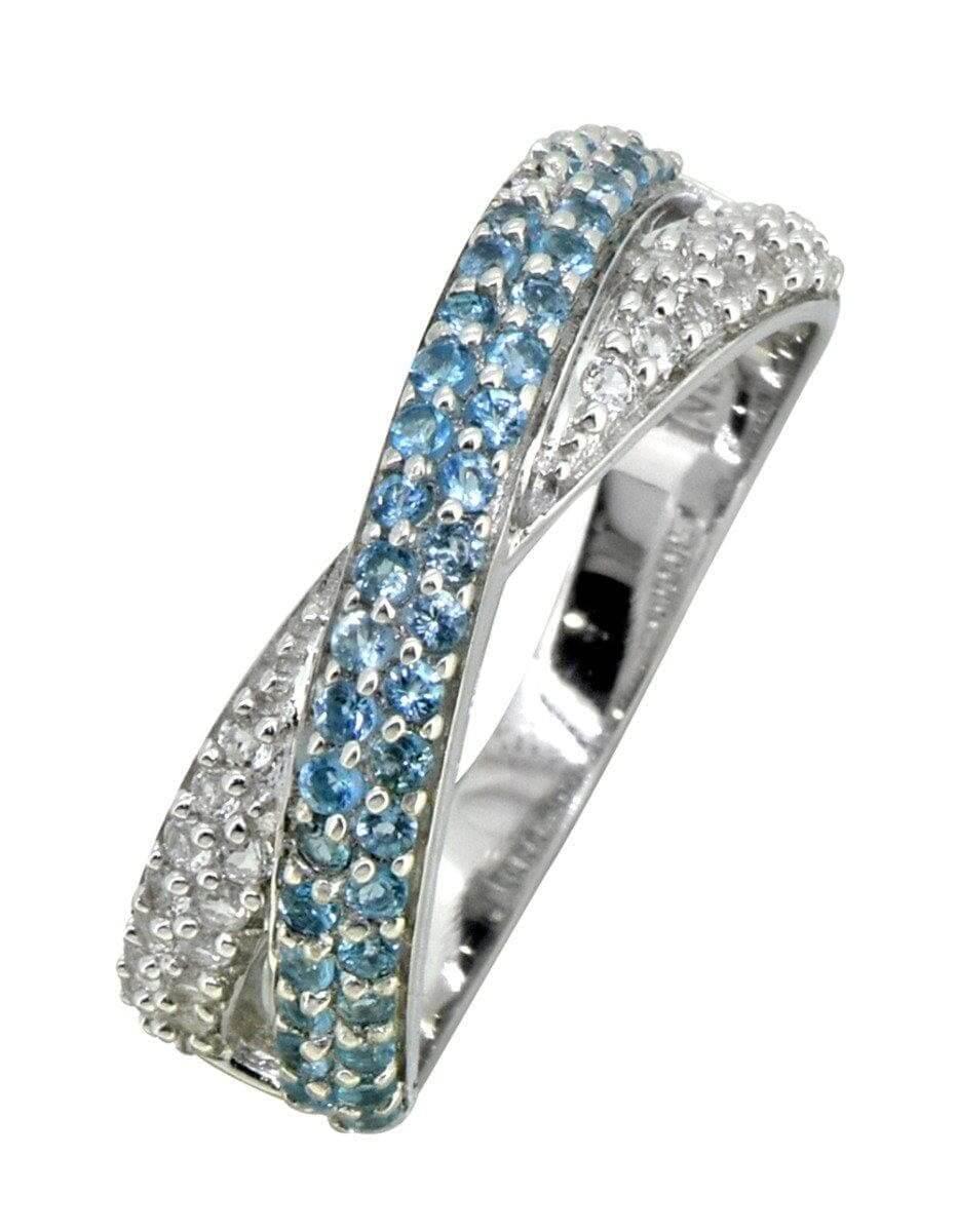 0.44 Ct London Blue Topaz Solid 925 Sterling Silver Eternity Band Ring Jewelry - YoTreasure