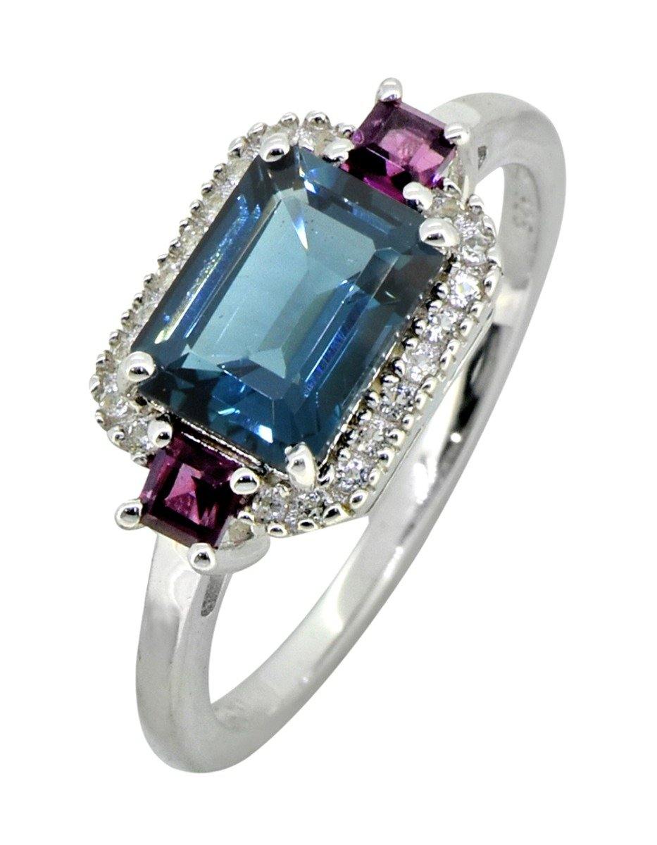 2.44 Ct London Blue Topaz Solid 925 Sterling Silver Ring Jewelry - YoTreasure