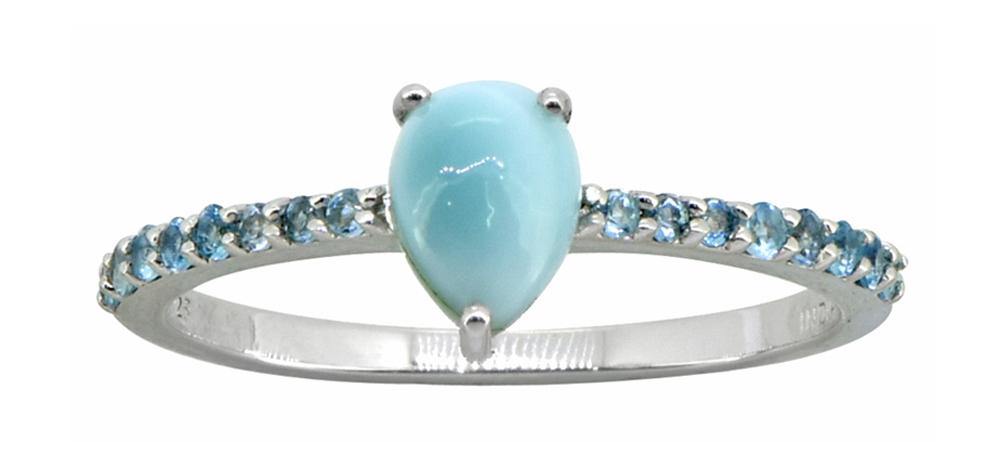 1.19 Ct Larimar London Blue Topaz Solid 925 Sterling Silver Ring Jewelry - YoTreasure