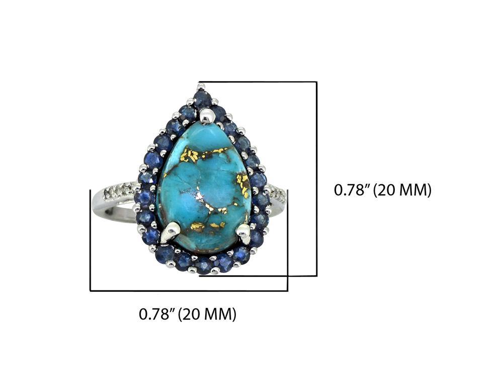 7.47 Ct Turquoise Blue Sapphire Solid 925 Sterling Silver Designer Ring Jewelry - YoTreasure